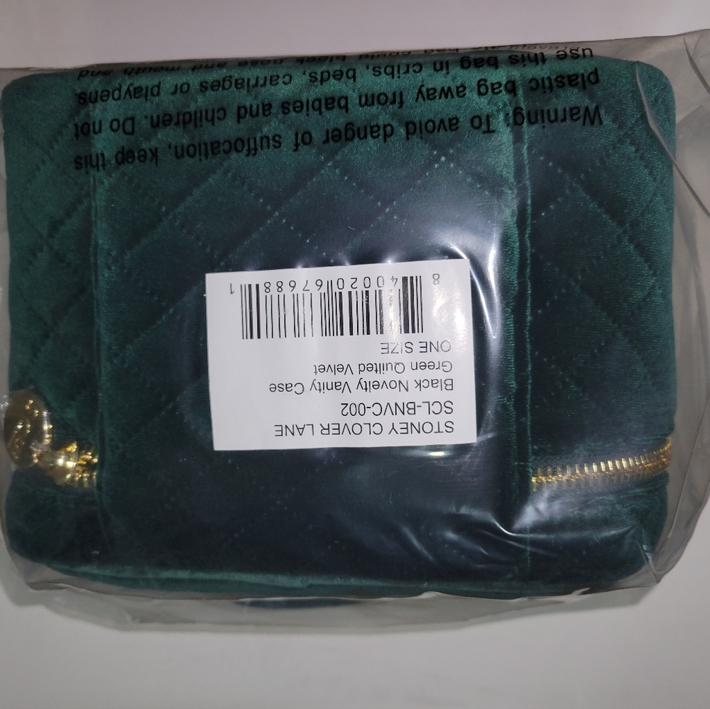 Stoney Clover Lane Green Quilted Velvet Vanity Case NWT - Picture 7 of 8
